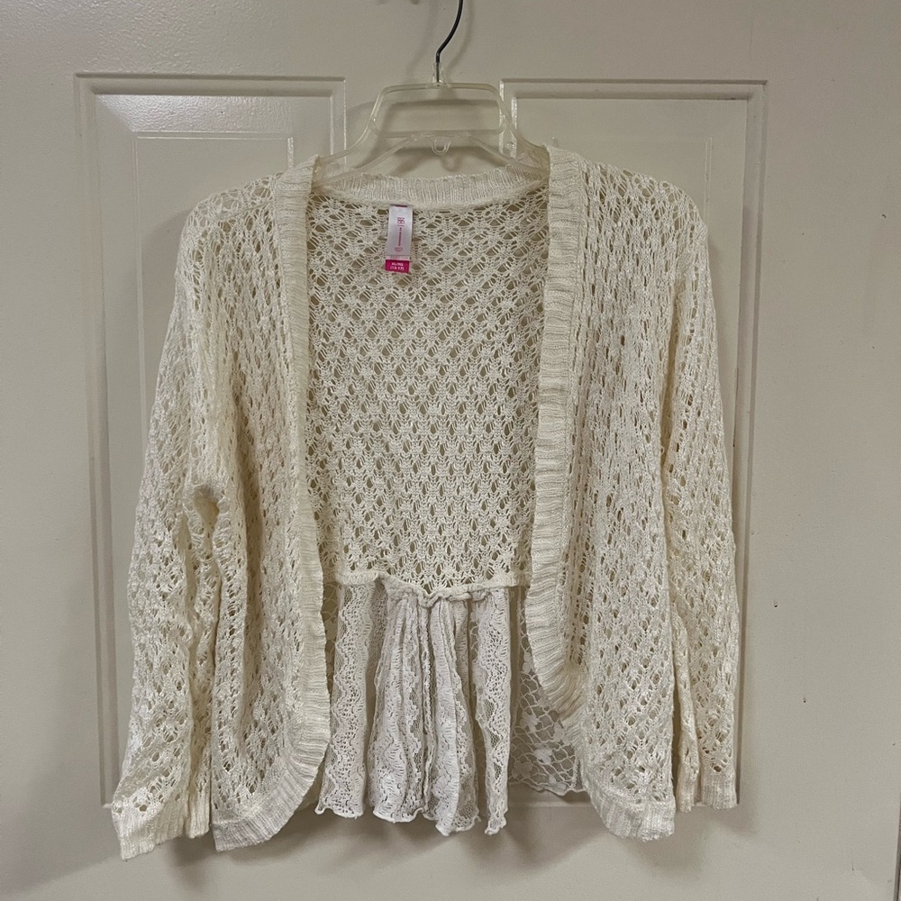 Women's Cream Open-Knit Sweater
